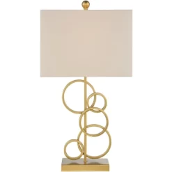 360 Lighting Saul Modern Table Lamp 26" High Brass Gold Metal Open Rings Oatmeal Fabric Rectangular Shade For Bedroom Living Room Bedside Nightstand 14 360 Lighting Saul Modern Table Lamp 26" High Brass Gold Metal Open Rings Oatmeal Fabric Rectangular Shade For Bedroom Living Room Bedside Nightstand -Fashion Home Decor Store GUEST ea783f82 6ff6 4b1a a208 656129c70e74