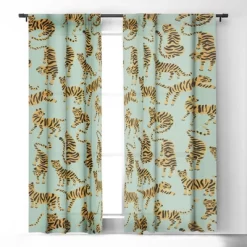 Cat Coquillette Tiger Collection Mint Orange 84" X 50" Single Panel Blackout Window Curtain - Deny Designs