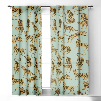 Cat Coquillette Tiger Collection Mint Orange 84" X 50" Single Panel Blackout Window Curtain - Deny Designs 3 Cat Coquillette Tiger Collection Mint Orange 84" X 50" Single Panel Blackout Window Curtain - Deny Designs