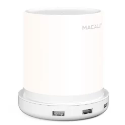 Macally LED Dimmable Warm White Desk, Nightstand And Bedside Charging Lamp