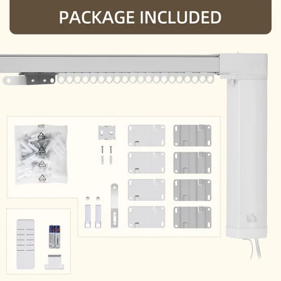 HOMCOM Smart Curtains System With Adjustable Tracks Rod (up To 180 In), Compatible With Alexa, Google Home Voice, WiFi App, Remote Control, White 6 HOMCOM Smart Curtains System With Adjustable Tracks Rod (up To 180 In), Compatible With Alexa, Google Home Voice, WiFi App, Remote Control, White - Image 4