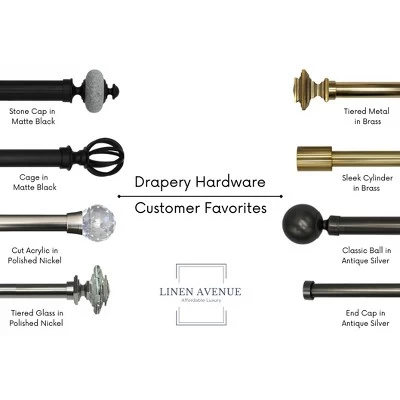 Linen Avenue Brown Marble Single And Double Window Curtain Rod Set 3 Linen Avenue Brown Marble Single And Double Window Curtain Rod Set