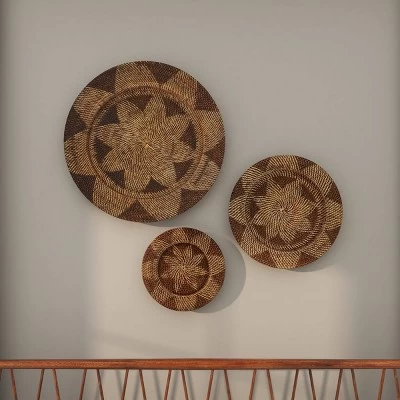 Set Of 3 Rattan Plate Woven Basket Wall Decors - Olivia & May 19 Set Of 3 Rattan Plate Woven Basket Wall Decors - Olivia & May - Image 17