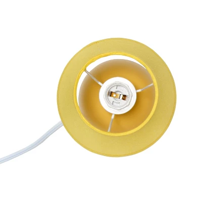 8.66" Petite Ceramic Orb Base Bedside Table Desk Lamp With Matching Tapered Drum Fabric Shade Yellow - Creekwood Home 4 8.66" Petite Ceramic Orb Base Bedside Table Desk Lamp With Matching Tapered Drum Fabric Shade Yellow - Creekwood Home - Image 2