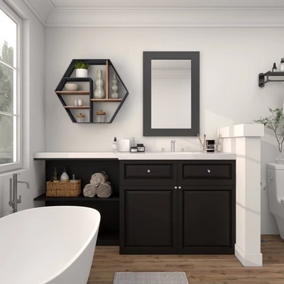 Industrial Wood Wall Shelf Black - Olivia & May 13 Industrial Wood Wall Shelf Black - Olivia & May - Image 11