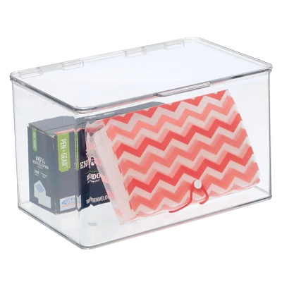 MDesign Plastic Stackable Home Office Supplies Storage Box - 2 Pack, Clear 7 MDesign Plastic Stackable Home Office Supplies Storage Box - 2 Pack, Clear - Image 5