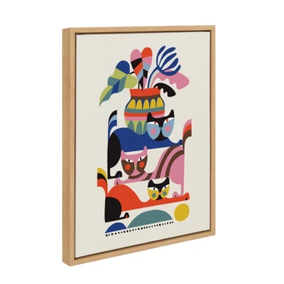 18" X 24" Sylvie 3 Cats Framed Canvas Wall Art By Rachel Lee Natural - Kate And Laurel 3 18" X 24" Sylvie 3 Cats Framed Canvas Wall Art By Rachel Lee Natural - Kate And Laurel