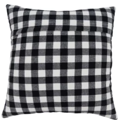 Saro Lifestyle Buffalo Plaid Holly Decorative Pillow Cover, Black/White, 18"