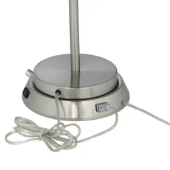 360 Lighting Modern Table Lamp With Dimmable USB And AC Power Outlet Workstation Base 24.5" High Brushed Nickel Droplet White Shade Bedroom Desk -Fashion Home Decor Store GUEST f485576e a842 4878 9a51 a5ea7ce04759