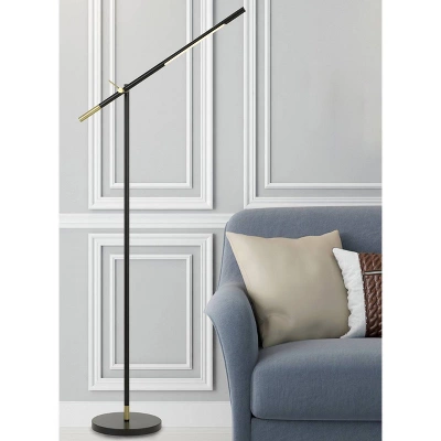 68" Adjustable Metal Virton Arm Floor Lamp (Includes LED Light Bulb) Black/Antique Brass - Cal Lighting 3 68" Adjustable Metal Virton Arm Floor Lamp (Includes LED Light Bulb) Black/Antique Brass - Cal Lighting