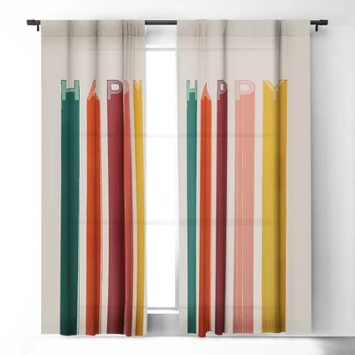 Showmemars Happy Letters In Retro Colors 50" X 84" Single Panel Room Darkening Window Curtain - Society 6 3 Showmemars Happy Letters In Retro Colors 50" X 84" Single Panel Room Darkening Window Curtain - Society 6