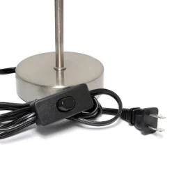 10.5" Petite Metal Stick Bedside Table Desk Lamp In Sand Nickel With Fabric Shade Green - Creekwood Home -Fashion Home Decor Store GUEST fa632b6e 8993 4f61 86d0 4481ed11105d 2