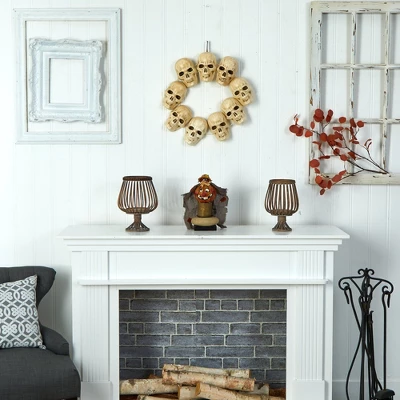 Nearly Natural 20” Halloween Skull Wreath With Lighted Eyes 5 Nearly Natural 20” Halloween Skull Wreath With Lighted Eyes - Image 3