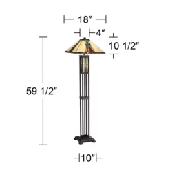Robert Louis Tiffany Ranier Rustic Mission Floor Lamp 59 1/2" Tall Bronze With LED Nightlight Stained Art Glass Shade For Living Room Bedroom Office -Fashion Home Decor Store GUEST fa983aff 9bcf 4f15 ab8b a83b6863b8bc