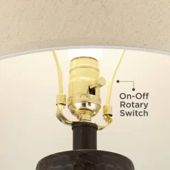 Regency Hill Auburn Rustic Farmhouse Table Lamp 25" High Bronze Hammered Natural Linen Empire Shade For Bedroom Living Room Bedside Nightstand Office -Fashion Home Decor Store GUEST fb2a3df0 8f2f 40a2 b913 d6911358a8b1