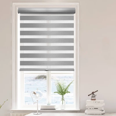 1pc Blackout Cordless Roller Zebra Shade Gray - Lumi Home Furnishings 10 1pc Blackout Cordless Roller Zebra Shade Gray - Lumi Home Furnishings - Image 8
