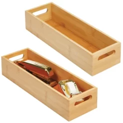 MDesign Bamboo Storage Bin For Home Office Desk - 2 Pack - Natural -Fashion Home Decor Store GUEST fb5ec774 022a 45e5 a6ca d2d4292077d1