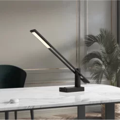 Metal USB Task Lamp With 2 USB Ports Black (Includes LED Light Bulb) - Cal Lighting