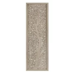 Laurel Branches Carved Wood Wall Decor Panel Natural - Madison Park