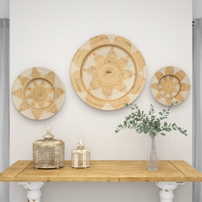 Set Of 3 Rattan Plate Woven Basket Wall Decors - Olivia & May 12 Set Of 3 Rattan Plate Woven Basket Wall Decors - Olivia & May - Image 10