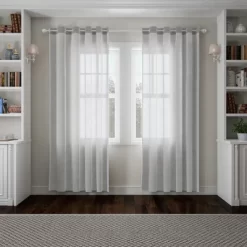 Hastings Home Silver Curtain Rod With Cone Finials